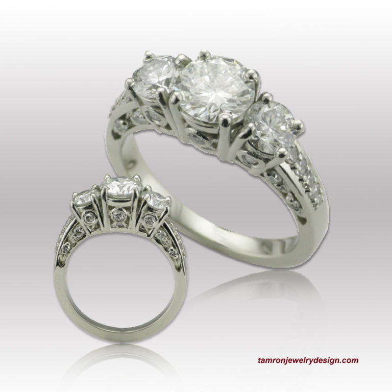 Three Diamond Anniversary Ring TamRon Jewelry