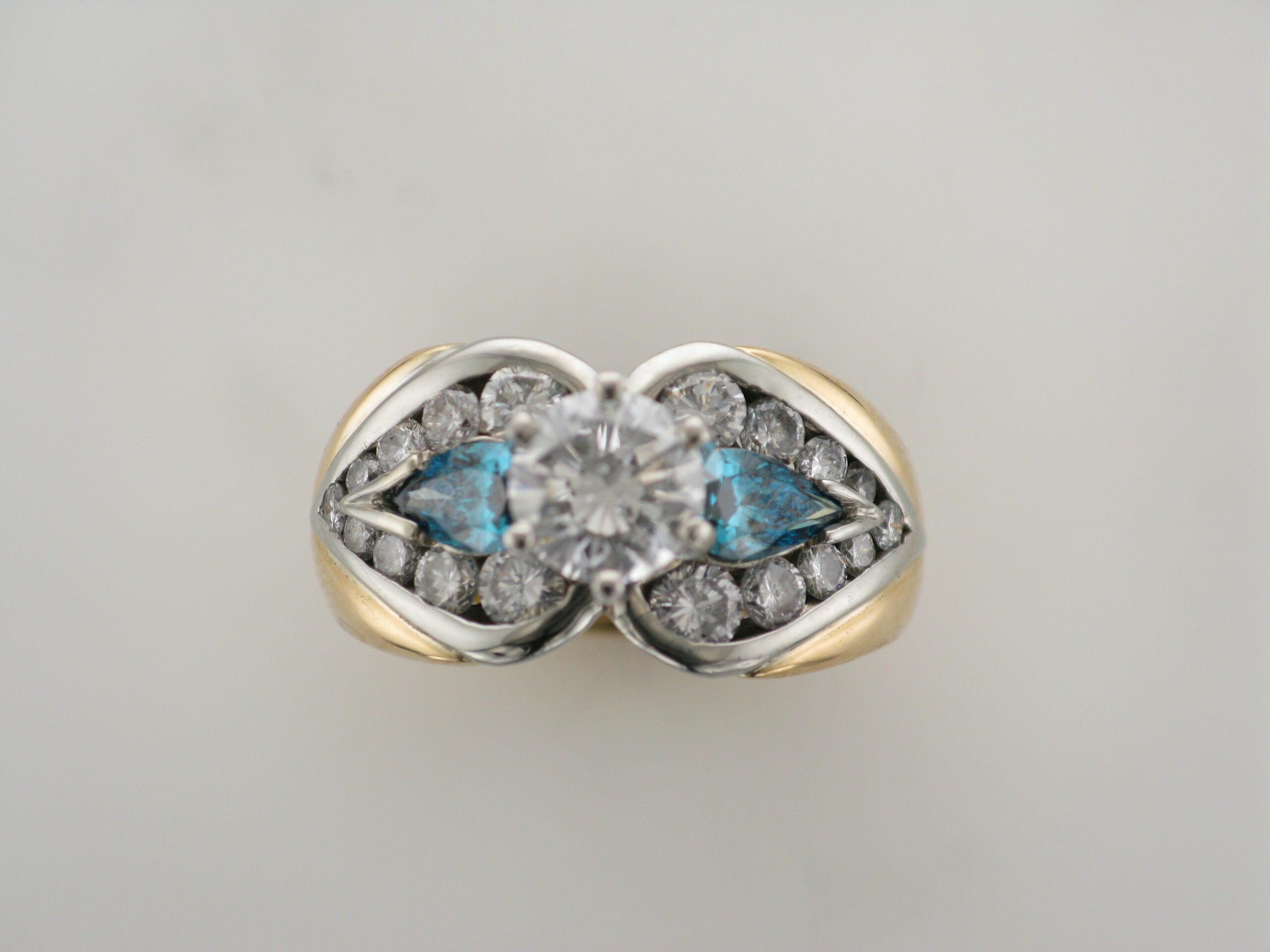 Blue and White Diamond Wedding Ring